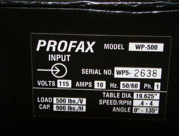 Profax WP-500 Welding Positioner - New