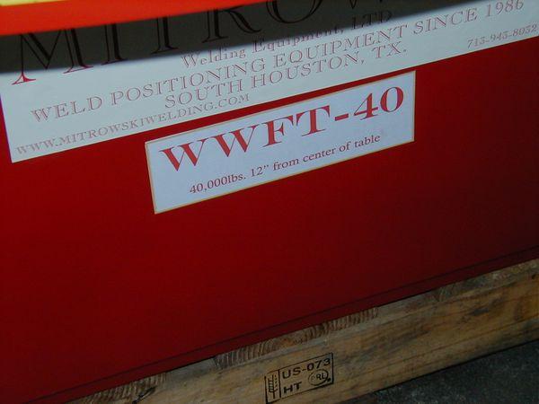 Weldire WWFT-40: Nameplate