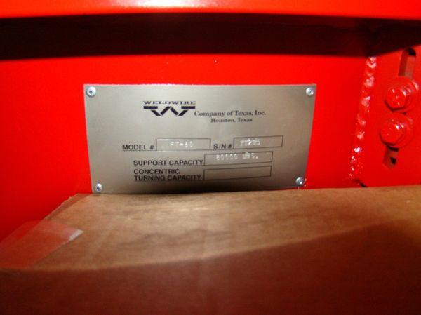 Weldwire Welding Floor Turn Table: Name Plate